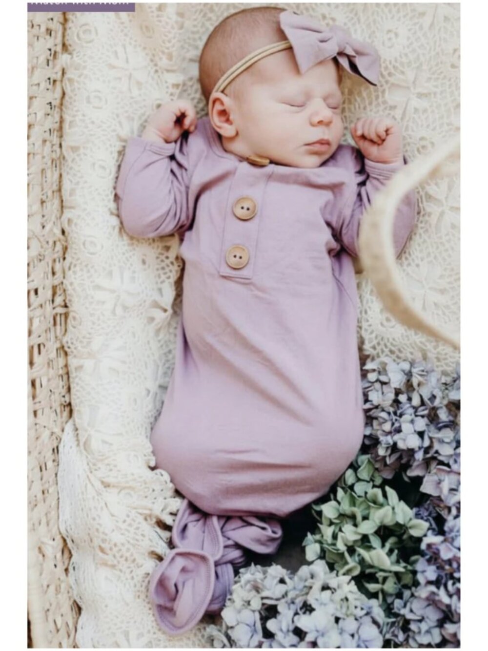 Caden Lane Dusty Purple Bamboo Knotted Gown – Newborn Sleep Gown